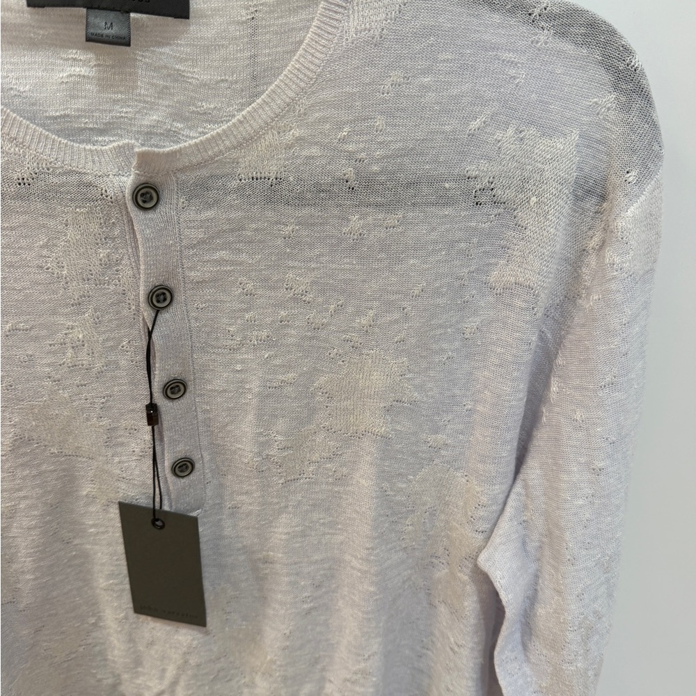 NWT John Varvatos Light Gray Long-Sleeve Henley - Picture 3 of 4